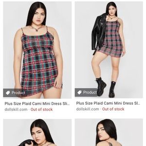 NWT plaid bodycon mini punk dress 2x Dollskill
